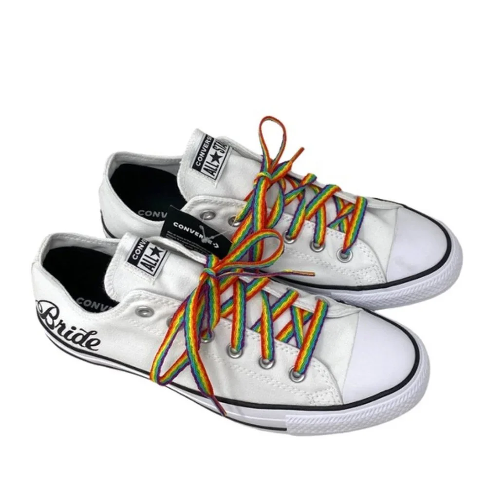 Converse Ctas OX Low Wedding White Canvas Women's Sneakers Custom 171213C- Multi - Picture 7 of 10